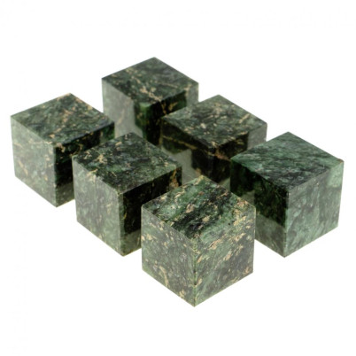 Камни для охлаждения виски набор 6 кубиков темно-зеленый змеевик