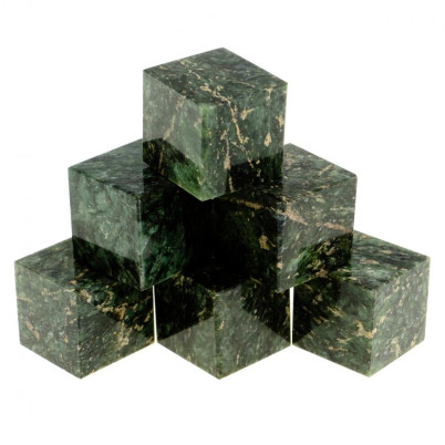 Камни для охлаждения виски набор 6 кубиков темно-зеленый змеевик