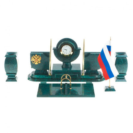 Настольный набор с символикой России из змеевика