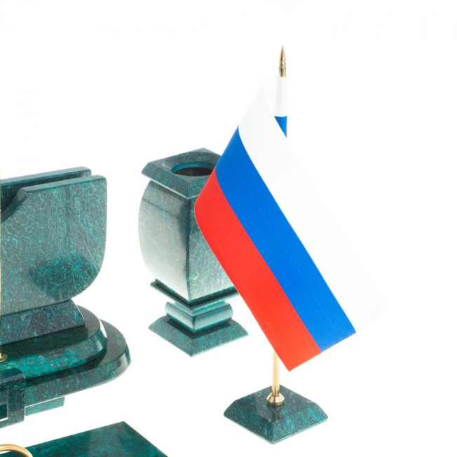 Настольный набор с символикой России из змеевика