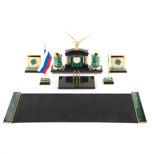 Письменный прибор "Орел" из малахита 7 предметов