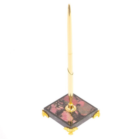 Подставка под ручку из родонита на ножках 6,5х6,5х21 см