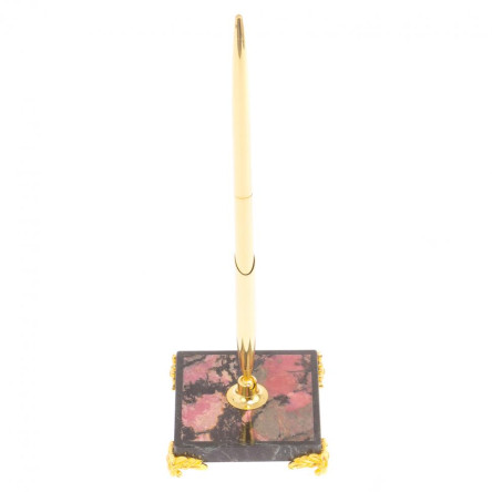 Подставка под ручку из родонита на ножках 6,5х6,5х21 см