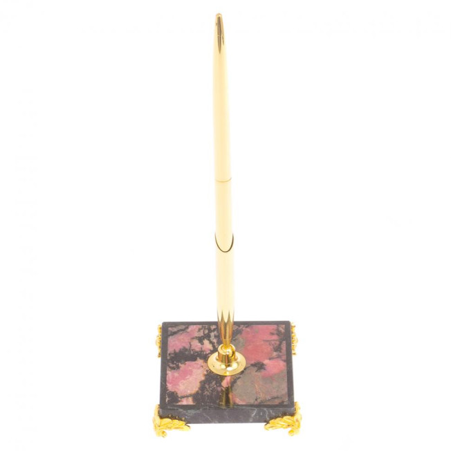 Подставка под ручку из родонита на ножках 6,5х6,5х21 см