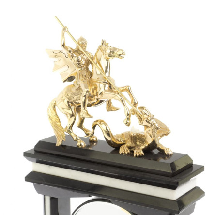 Часы "Георгий Победоносец" из мрамора и долерита с поворотным зеркалом