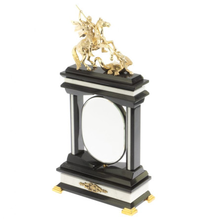 Часы "Георгий Победоносец" из мрамора и долерита с поворотным зеркалом