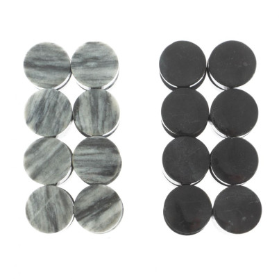 Фишки для игры в нарды 25 мм серый мрамор и змеевик