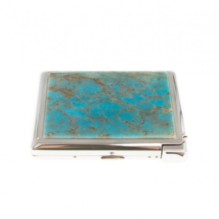 Портсигар на 20 сигарет с зажигалкой камень голубой апатит