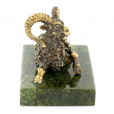 Сувенир статуэтка знак зодиака &quot;Овен&quot; бронза камень