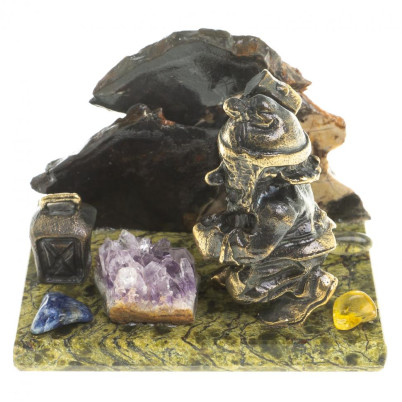 Сувенирная статуэтка &quot;Гном камнерез&quot; бронза камень