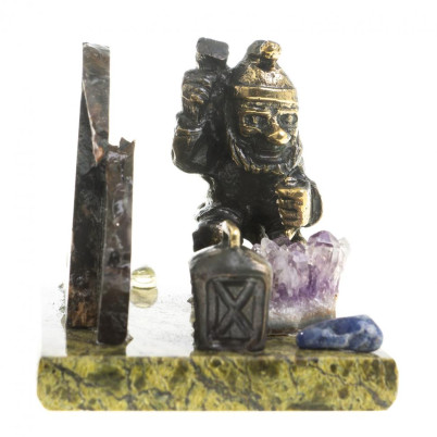 Сувенирная статуэтка &quot;Гном камнерез&quot; бронза камень