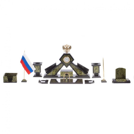 Письменный набор "Герб России" змеевик бронза