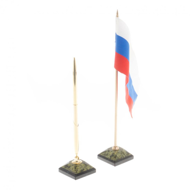 Письменный набор "Герб России" змеевик бронза