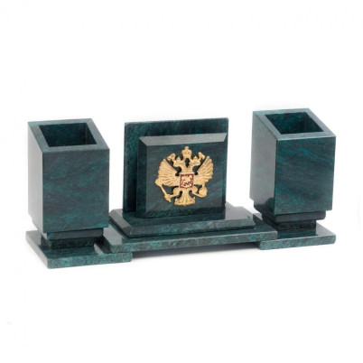 Письменный мини-набор &quot;Герб Российской Федерации&quot; камень змеевик
