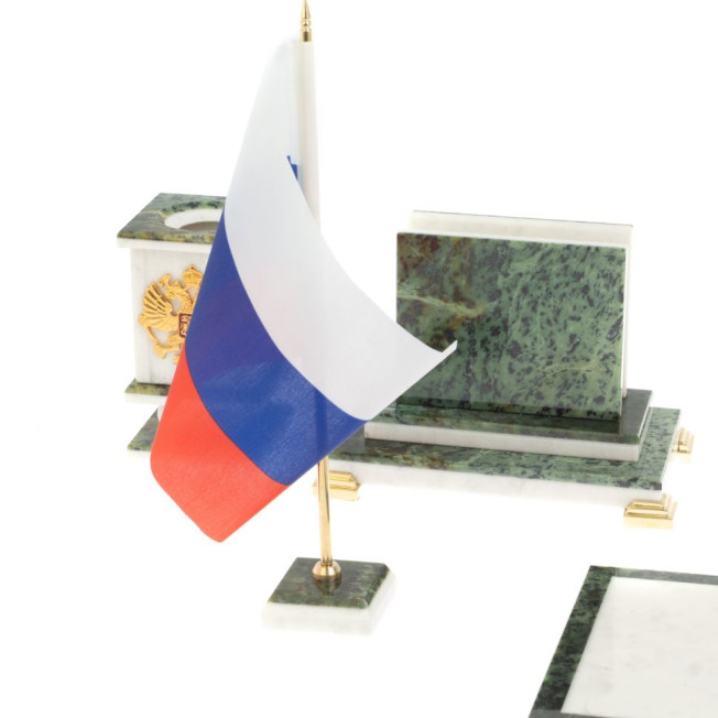 Письменный набор из уральского нефрита и мрамора