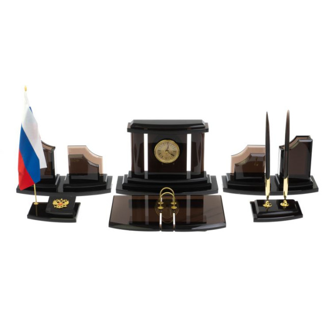 Настольный набор из черного обсидиана