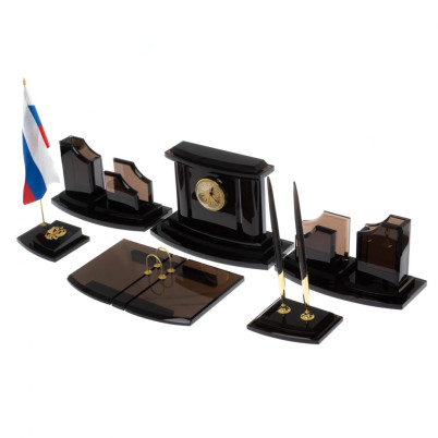 Настольный набор из черного обсидиана