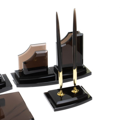 Настольный набор из черного обсидиана