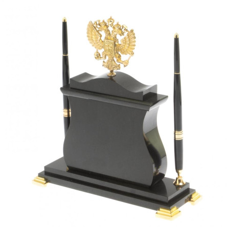 Настольные часы "Герб России" из нефрита