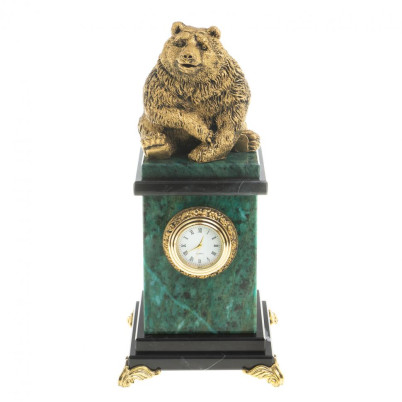 Настольные часы &quot;Медведь сидит&quot; змеевик