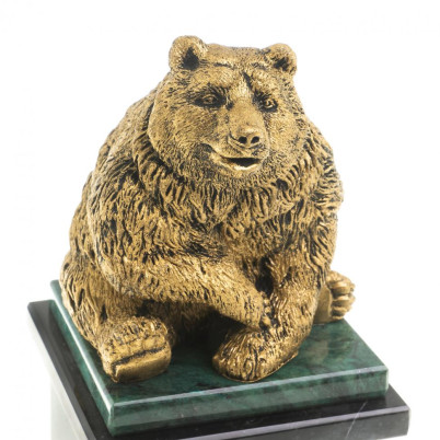 Настольные часы &quot;Медведь сидит&quot; змеевик