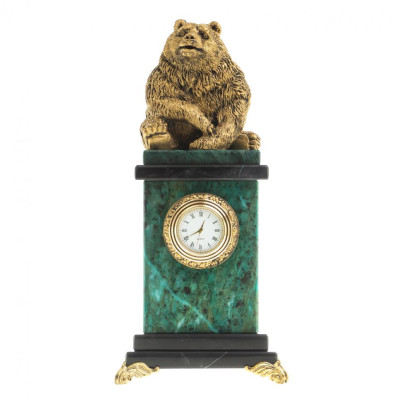 Настольные часы &quot;Медведь сидит&quot; змеевик
