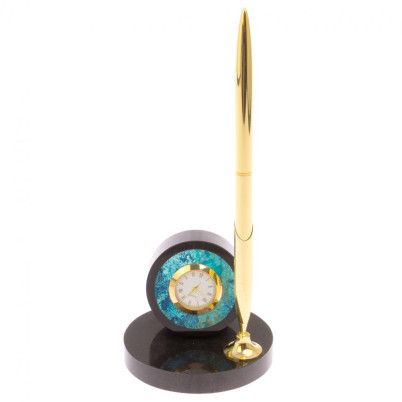 Часы настольные с ручкой камень хризоколла
