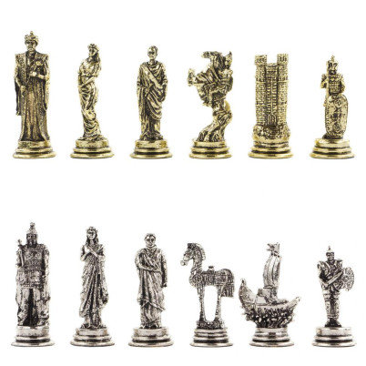 Шахматы настольные "Троянская война" 28х28 см камень лемезит мрамор