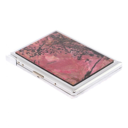 Портсигар на 10 сигарет с зажигалкой камень родонит