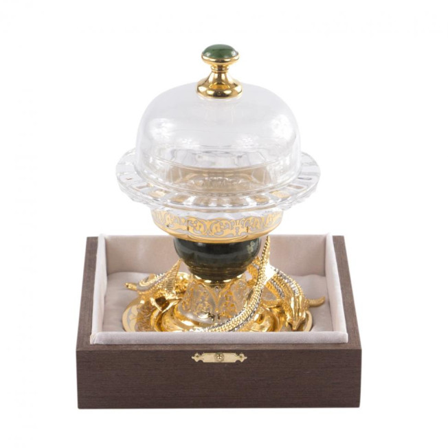 Икорница "Три осетра" из нефрита Златоуст