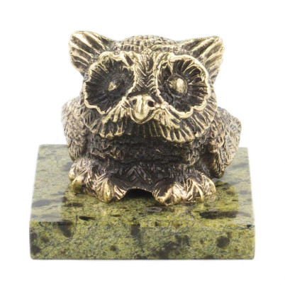 Статуэтка &quot;Филин&quot; бронза змеевик