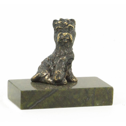 Статуэтка из бронзы и змеевика &quot;Собачка малая №6&quot;