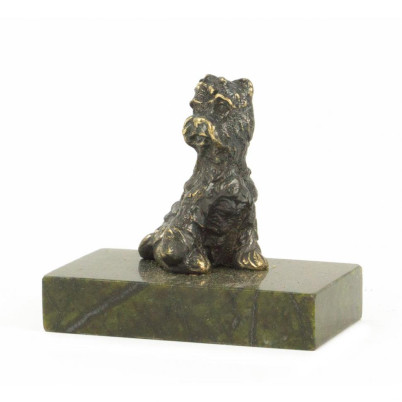 Статуэтка из бронзы и змеевика &quot;Собачка малая №6&quot;