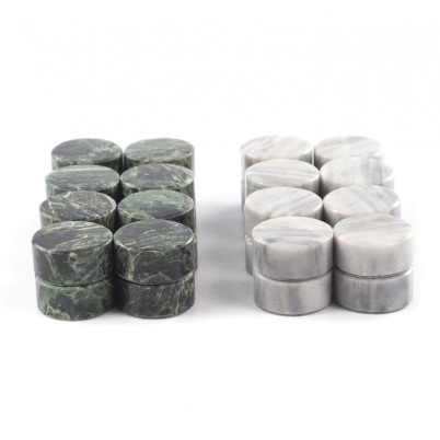 Фишки для игры в нарды шашки 25 мм серый мрамор змеевик 32 штуки