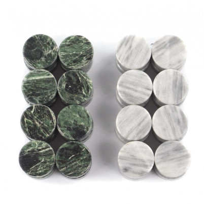 Фишки для игры в нарды шашки 25 мм серый мрамор змеевик 32 штуки