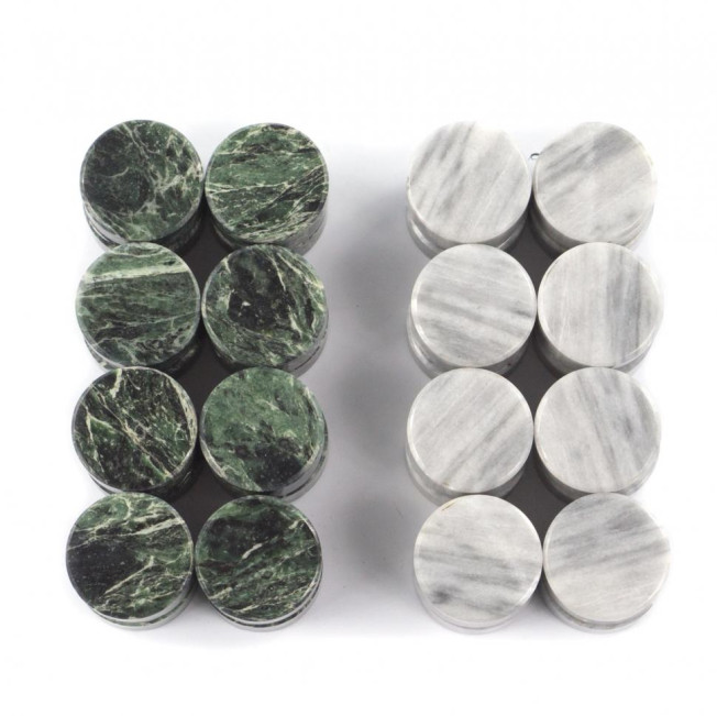 Фишки для игры в нарды шашки 25 мм серый мрамор змеевик 32 штуки