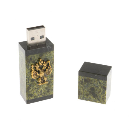 Флешка из камня змеевик с герборм РФ 64 GB