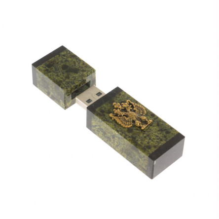 Флешка из камня змеевик с герборм РФ 64 GB
