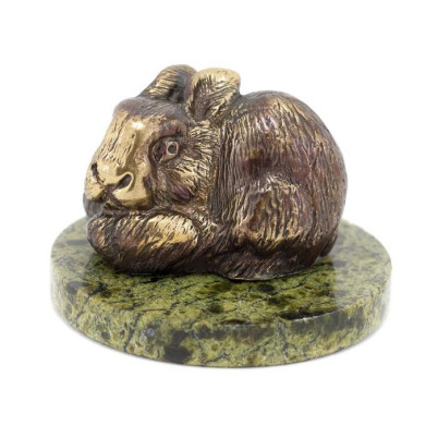 Статуэтка из бронзы на подставке из змеевика &quot;Кролик&quot;