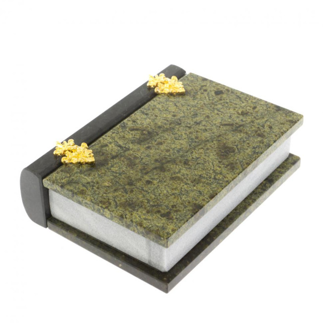 Шкатулка "Книжка" камень змеевик средняя 11x14x4 см