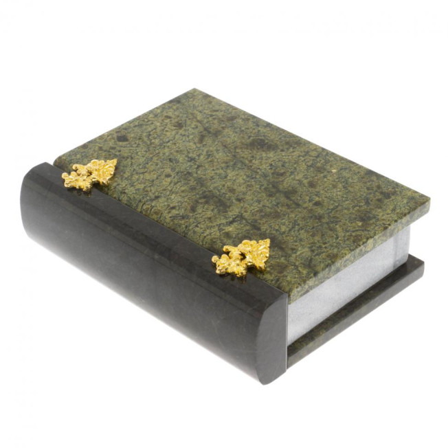 Шкатулка "Книжка" камень змеевик средняя 11x14x4 см