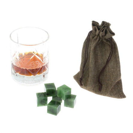 Камни для виски из саянского нефрита набор 6 кубиков 20 мм