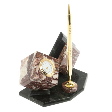 Визитница "Куб" с часами из креноида