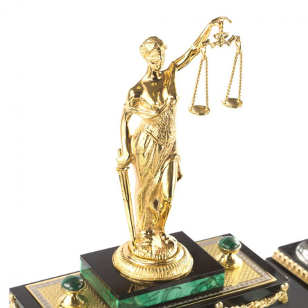 Письменный набор "Фемида" камень малахит Златоуст