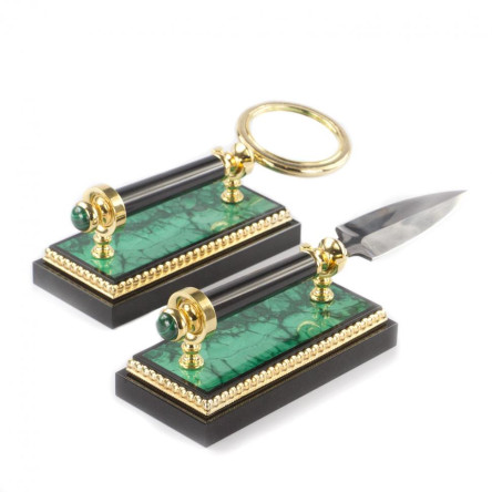 Письменный набор "Фемида" камень малахит Златоуст
