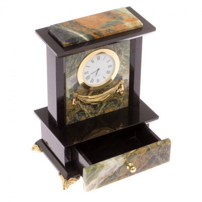 Часы из офиокальцита с выдвижным ящиком