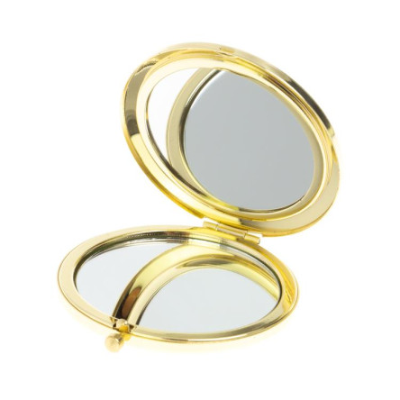 Зеркальце круглое из малахита с хризоколлой цвет золото