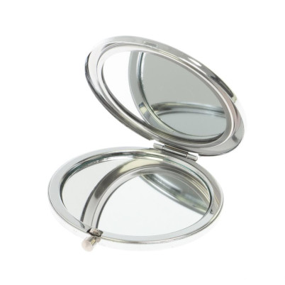 Карманное зеркальце из камня соколиный глаз цвет серебро