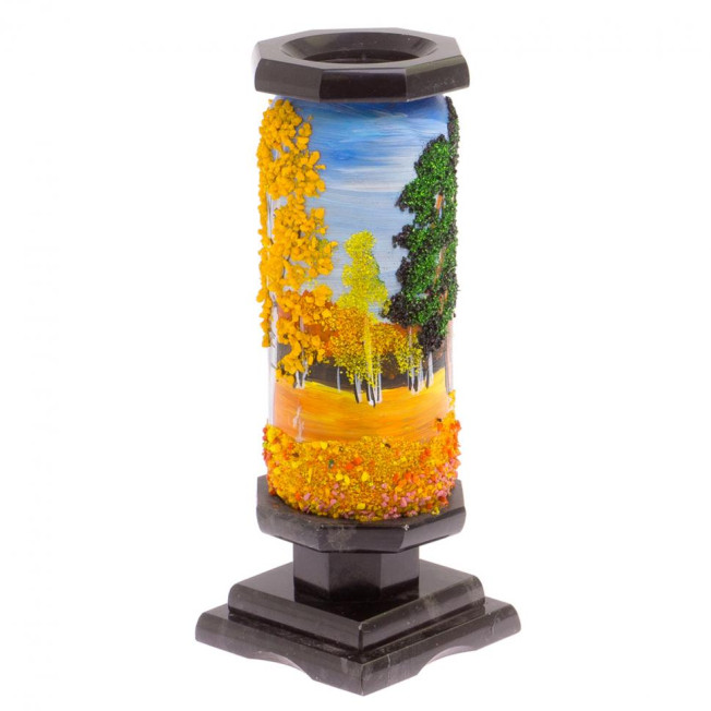 Ваза из камня "Осенний пейзаж" 8,5х8,5х21,5 см