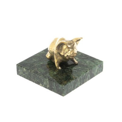 Статуэтка &quot;Поросенок сидит&quot; шабровский змеевик бронза
